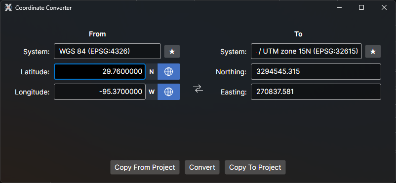 Coordinate converter tool