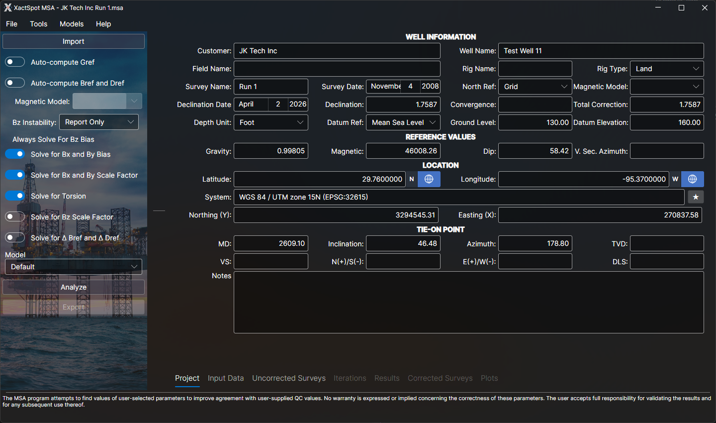 XactSpot MSA main interface in dark theme